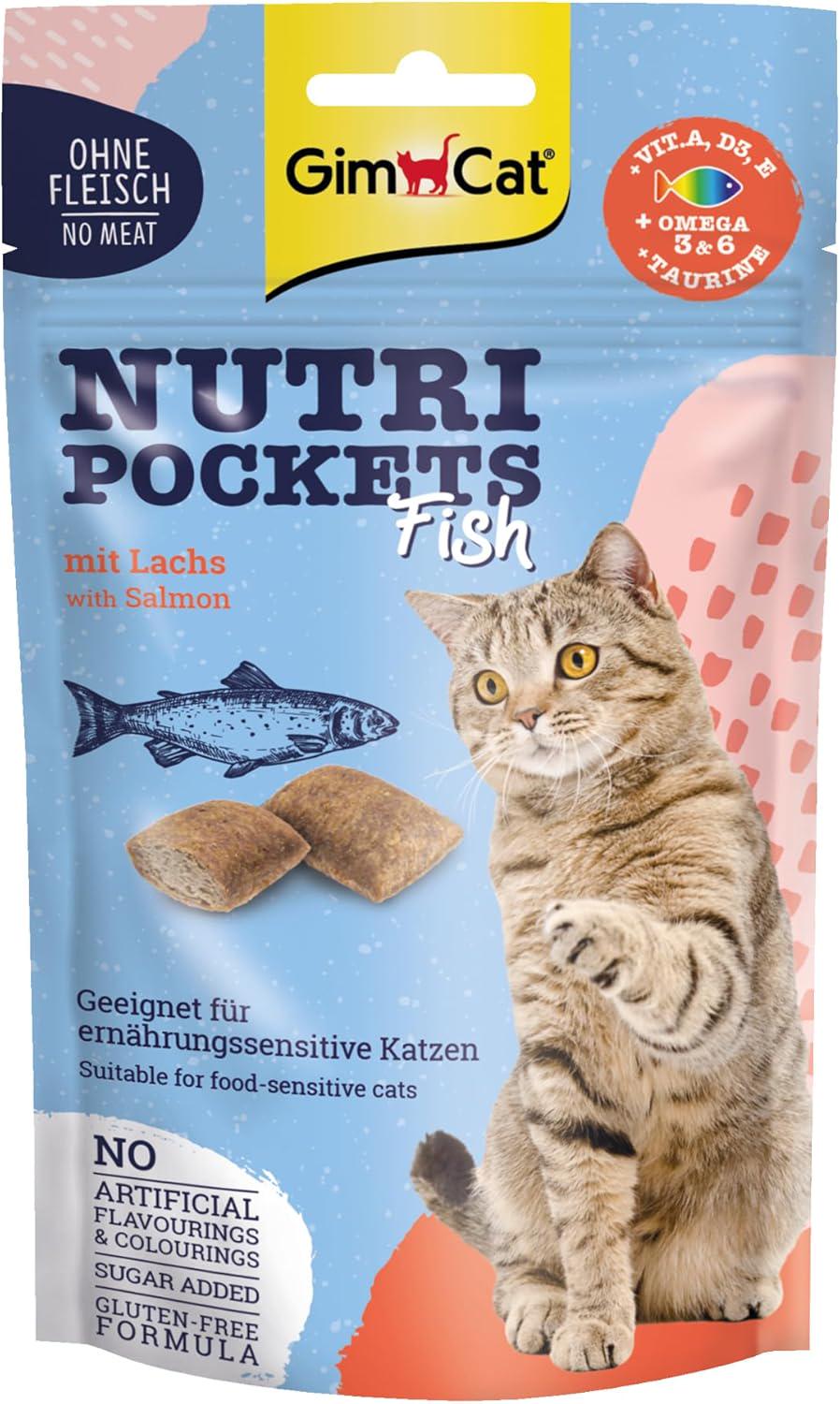 Ласощі для котів GimCat Nutri Pockets Fish/Lachs з риби та лосося 60 г (27732991)