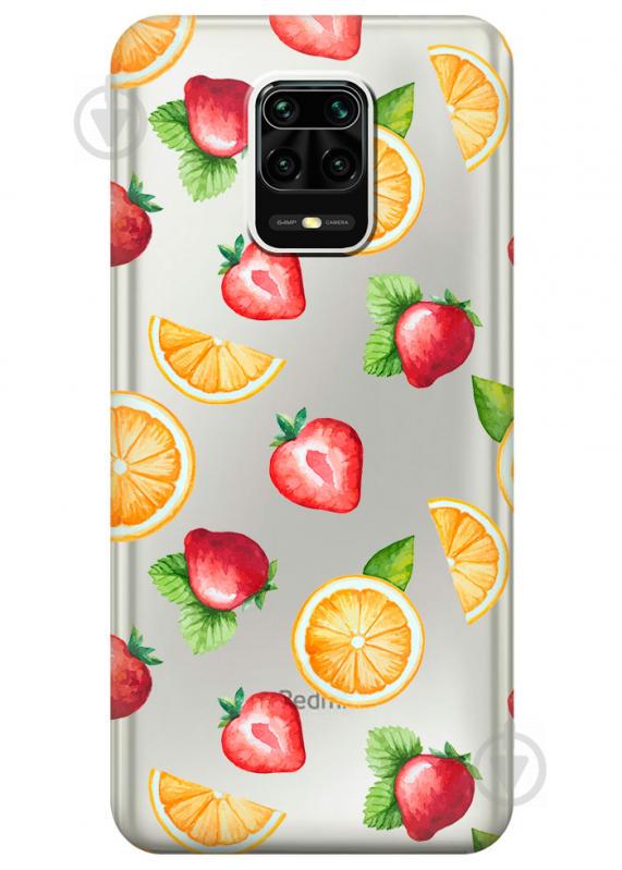 Прозрачный силиконовый чехол iSwag для Xiaomi Redmi Note 9S с рисунком - Фруктовый дизайн (M1692)