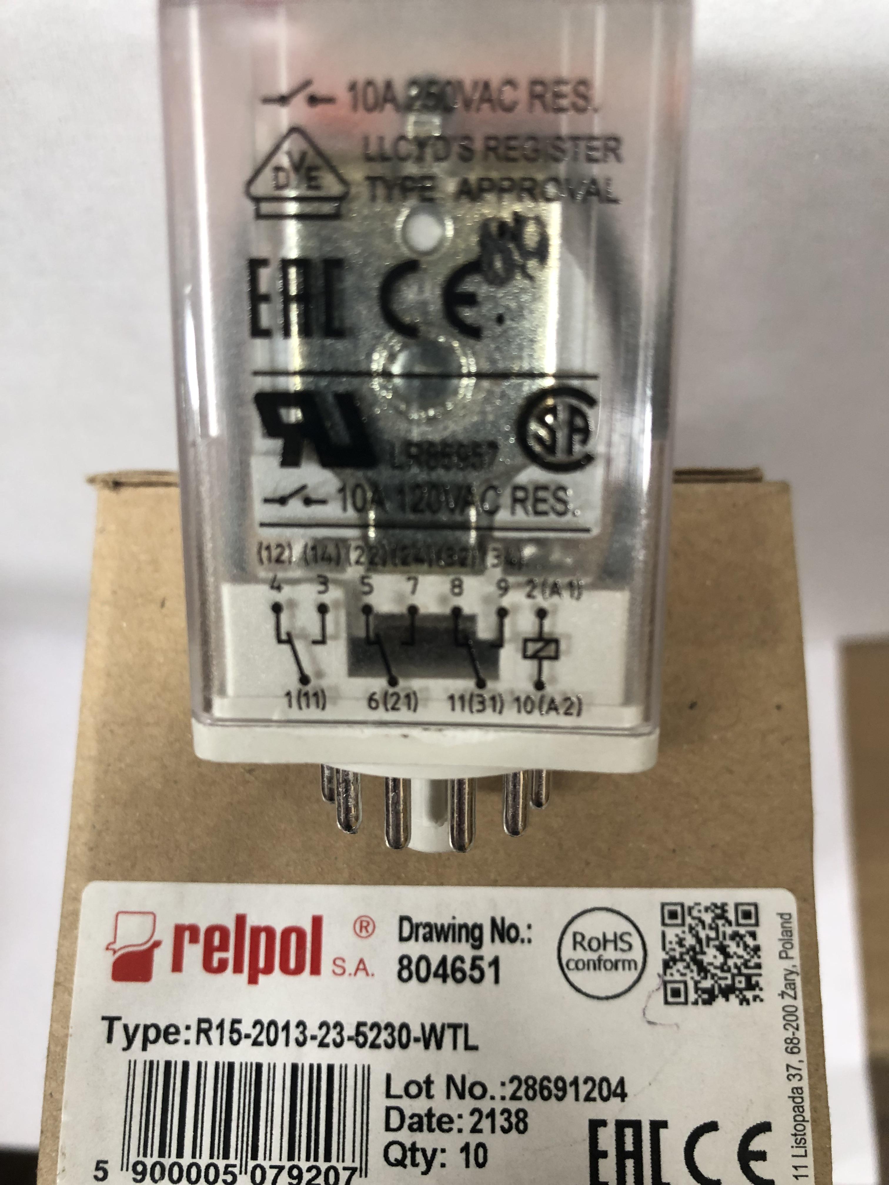 Реле промышленное RELPOL R15-2013-23-5230-WTL