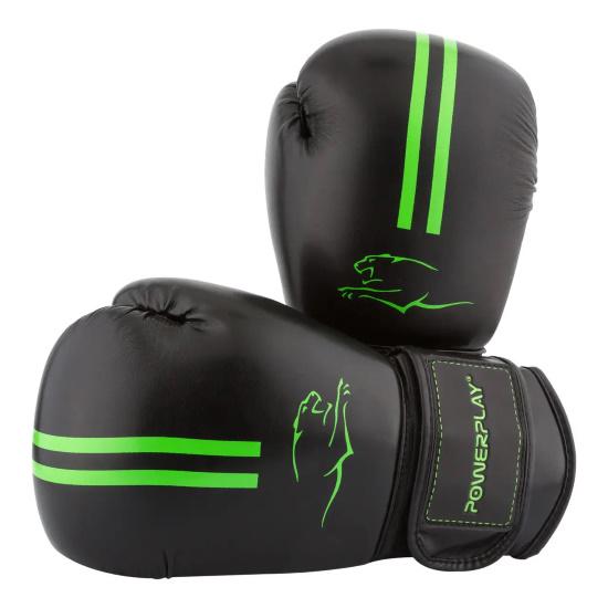 Боксерські рукавички PowerPlay 3016 14 унцій Чорний/Зелений (PP_3016_14oz_Black/Green_bes295) - фото 2