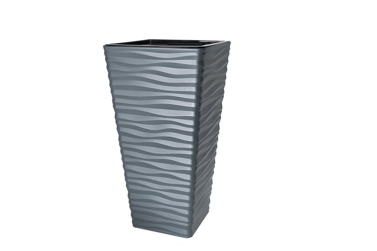 Горшок для цветов Form-Plastic Сахара Дюны квадрат 32,8 л 30x56 см Антрацит