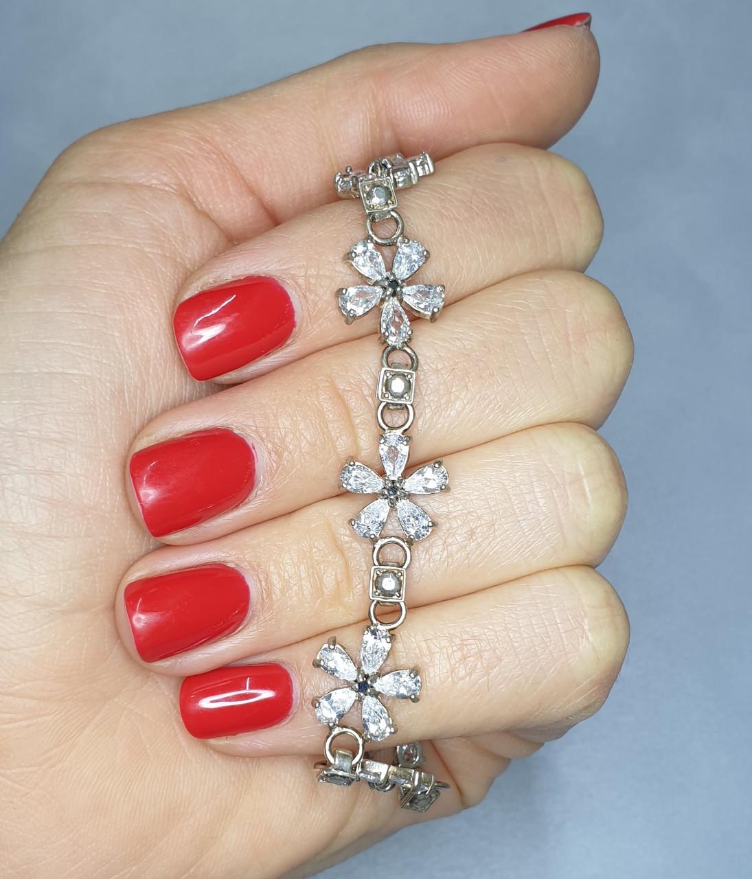 Браслет серебряный с кубическим цирконием Цветок р. 19 8,66 г