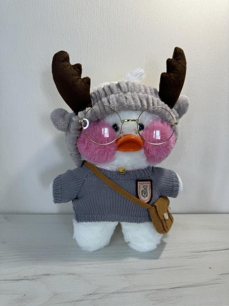 М'яка іграшка плюшева Lalafanfan Duck в одязі 33 см