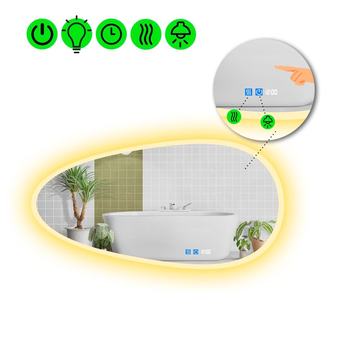 Зеркало с LED подсветкой Occhio 3 с двумя сенсорами 80x40 см (8737135)