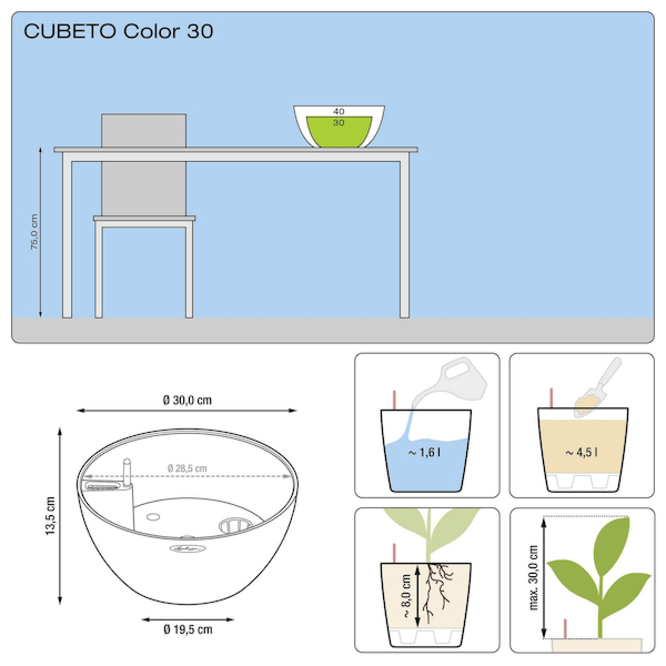 Вазон Lechuza CUBETO Color 30 Светло-бежевый (3605) - фото 10