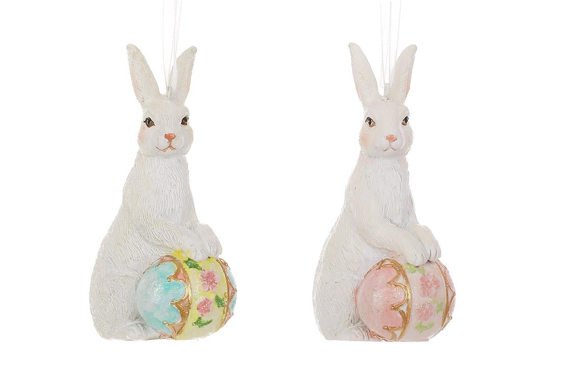 Декоративная фигурка-подвеска Зайка с яйцом 4,5x4x6 см два дизайна (K07-755)