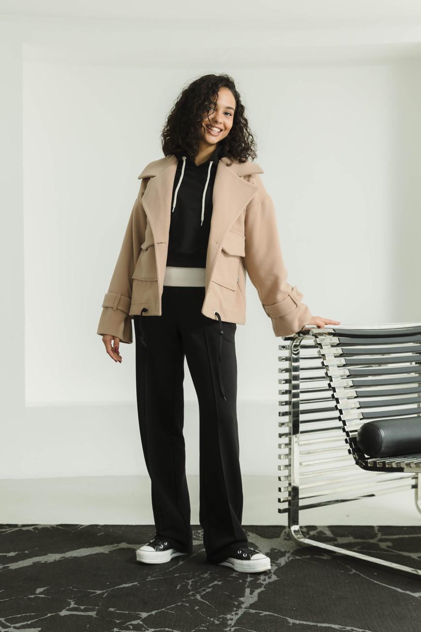 Пальто женское укороченное из кашемира S-M Бежевый (2078763423) - фото 6