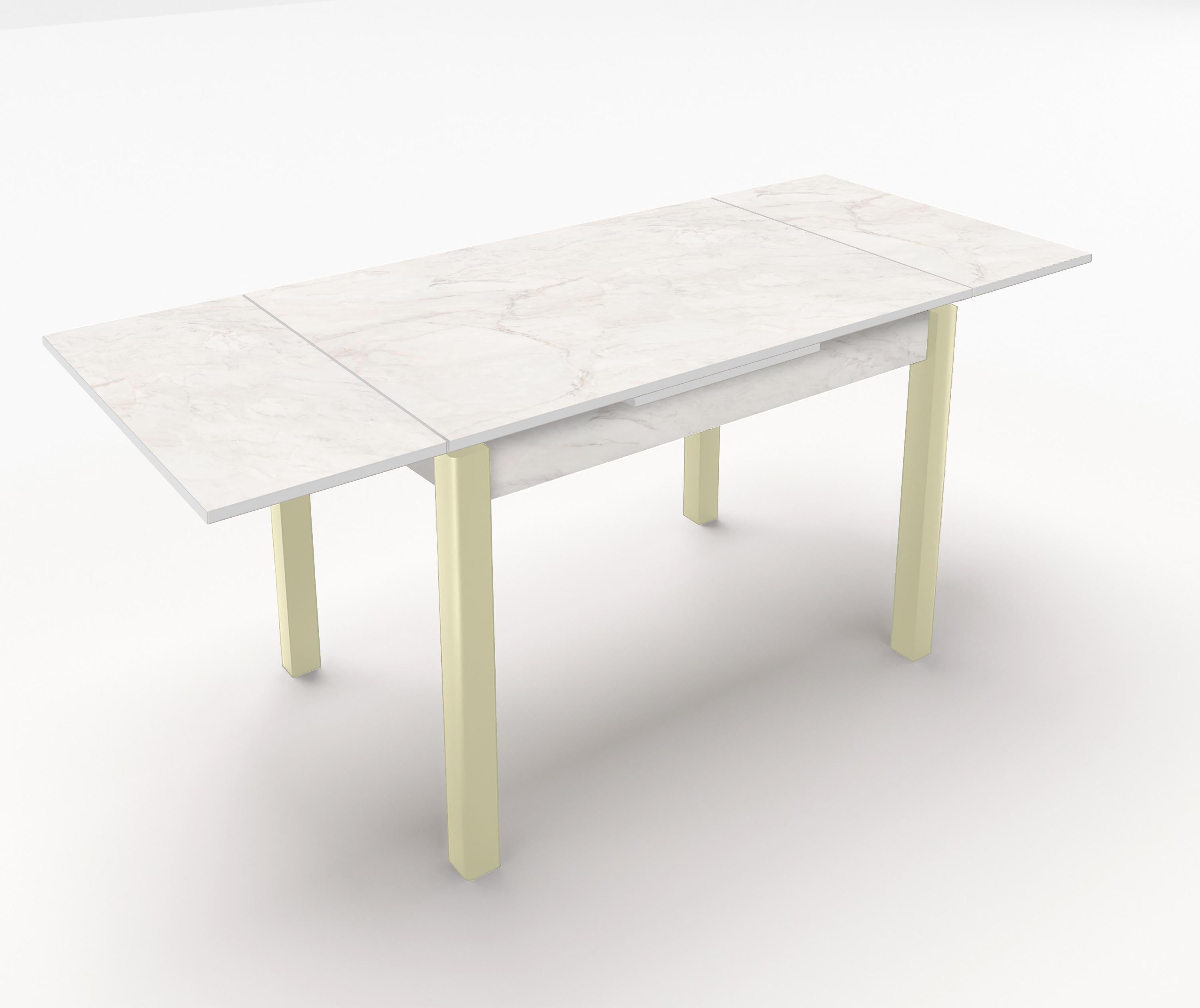 Стол обеденный раскладной Fusion Furniture Марсель 1100 Ваниль/Мрамор Ромео белый