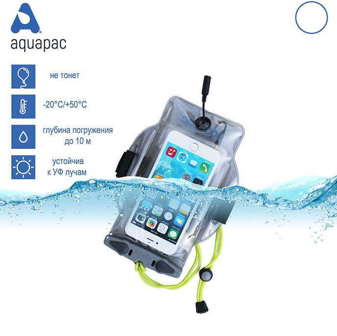 Чехол водонепроницаемый AQUAPAC 519 Waterproof iTunes Case Large с креплением на руку Серый - фото 10