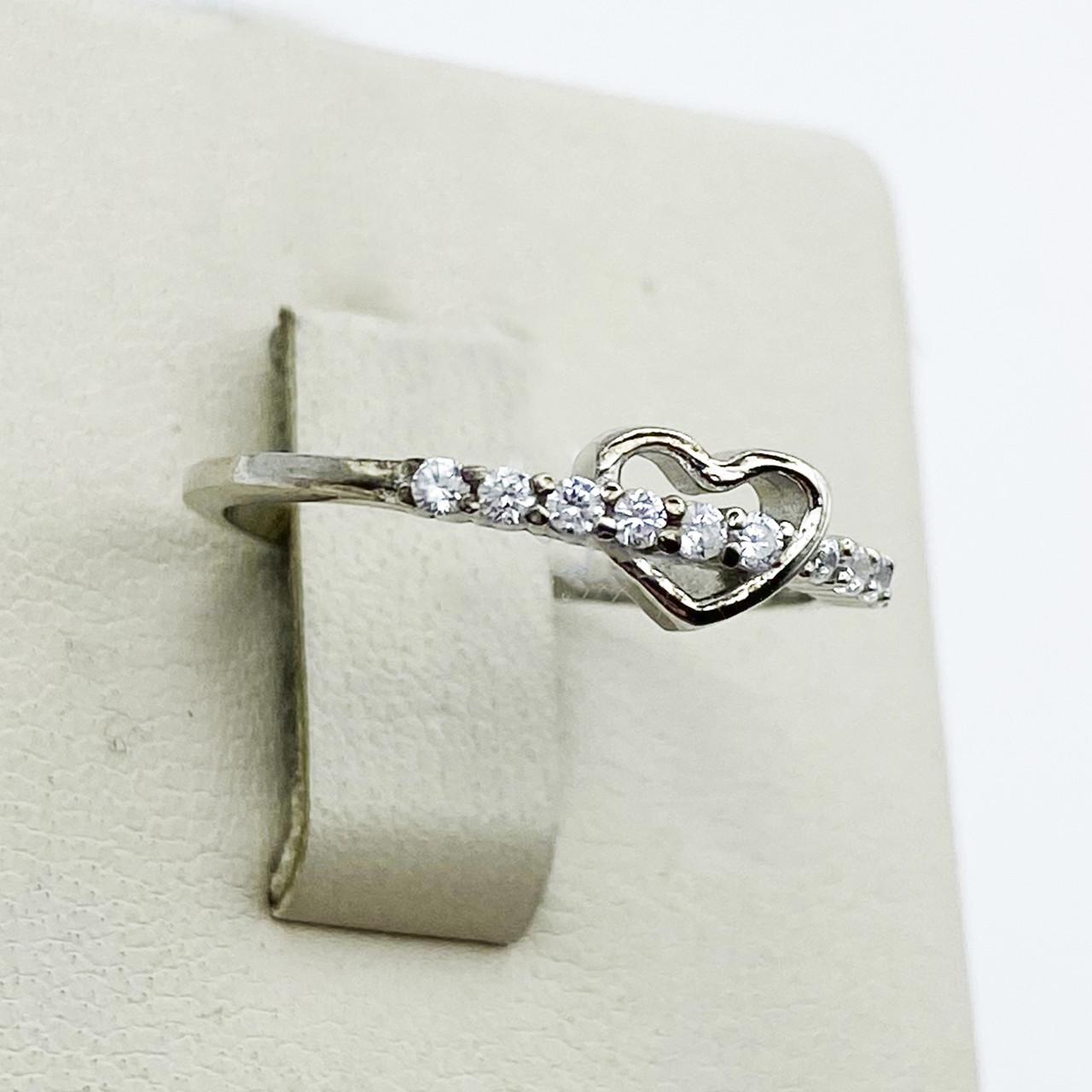 Кольцо серебряное Сердце с кубическим цирконием р. 17 1,05 г (1878959314)