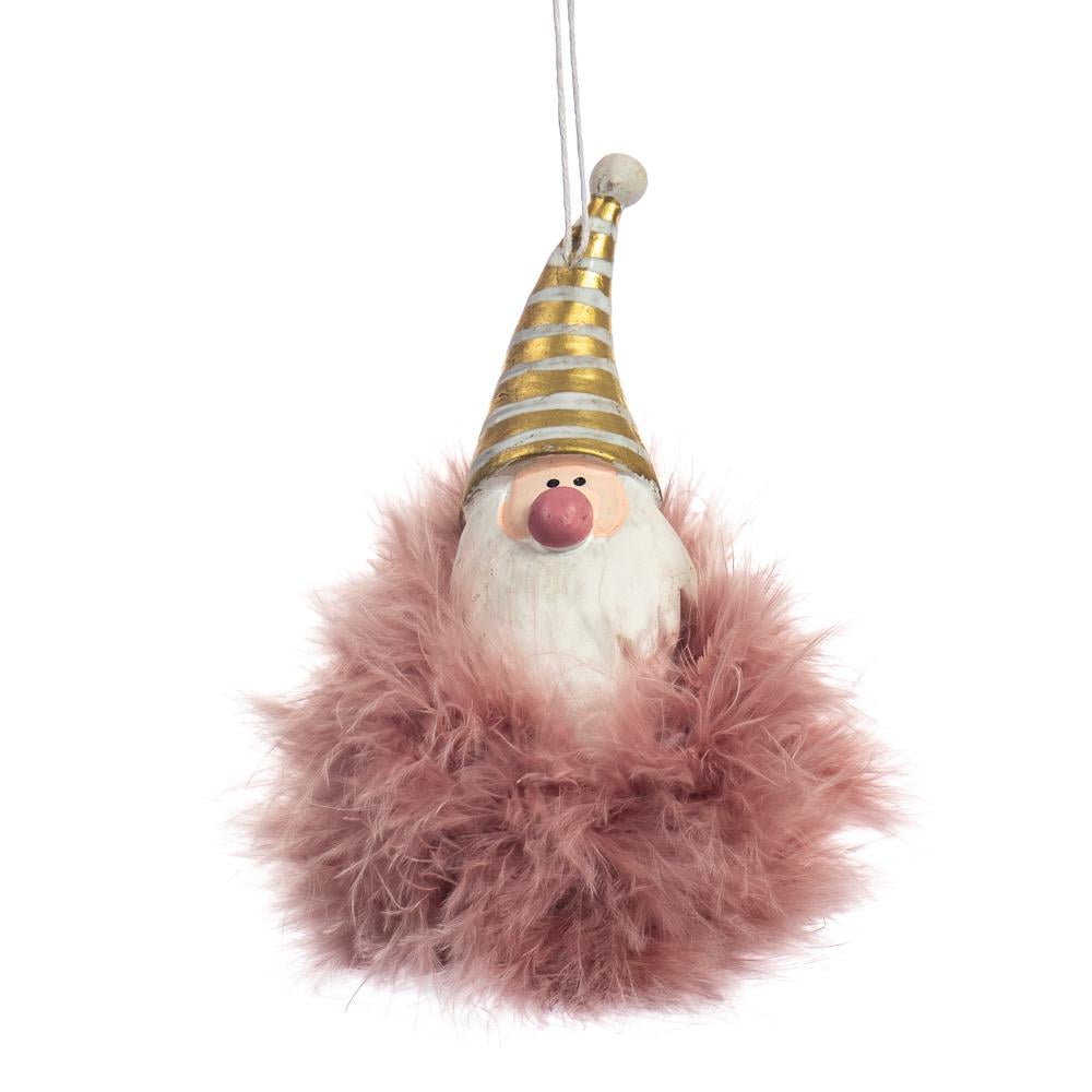 Подвеска новогодняя мягкая на елку Elisey Пушистый Санта Клаус Розовый (NH-106-K-189)