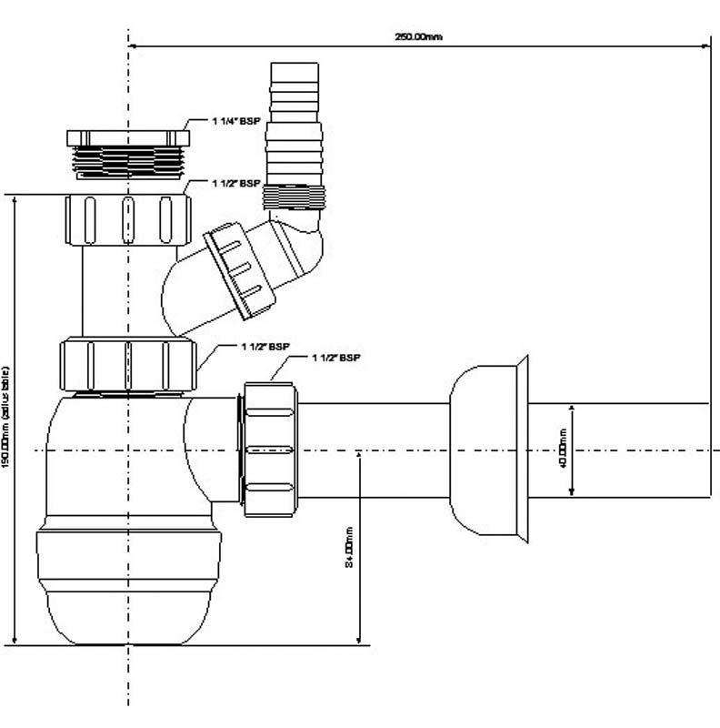 Сифон для умывальника Mcalpine без слива (HC2WM-40) - фото 2