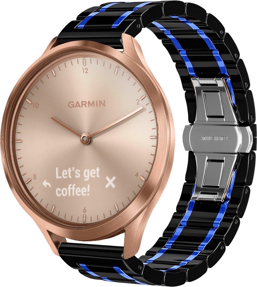 Ремінець керамічний Ceramo для Garmin Vivomove HR Black/Blue (28721-43) Ремінець керамічний Ceramo для Garmin Vivomove HR Black/Blue (28721-43)
