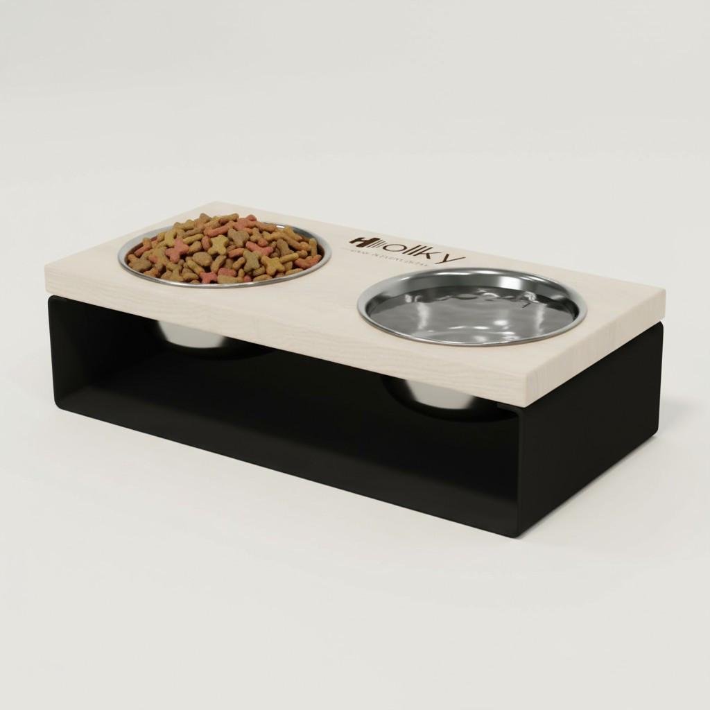 Миски на подставке из цельного металлического листа для собак и котов Hollky SteelWood S 2х0,45 л (SWS-36188-BLWH) - фото 2 Миски на подставке из цельного металлического листа для собак и котов Hollky SteelWood S 2х0,45 л (SWS-36188-BLWH) - фото 2