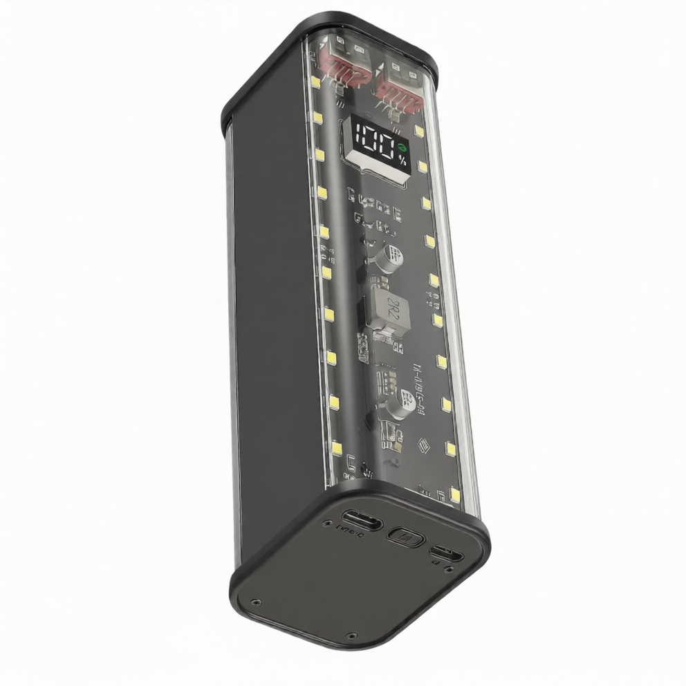 Корпус для повербанку 8x18650 22.5W швидка зарядка LED порти USB-C та Micro USB
