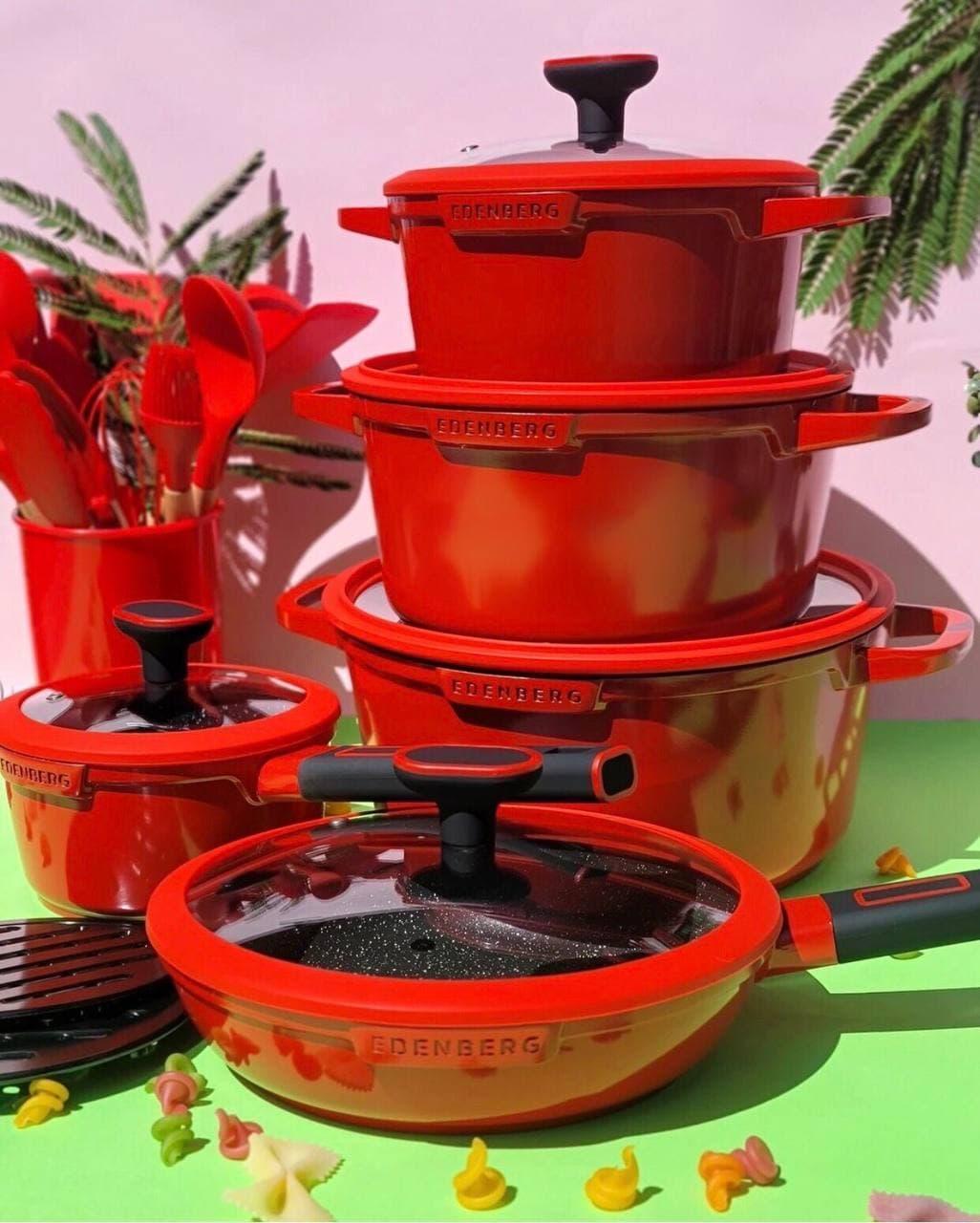 Набор кастрюль для индукционных плит с мраморным покрытием Edenberg EB-5647 12 пр.