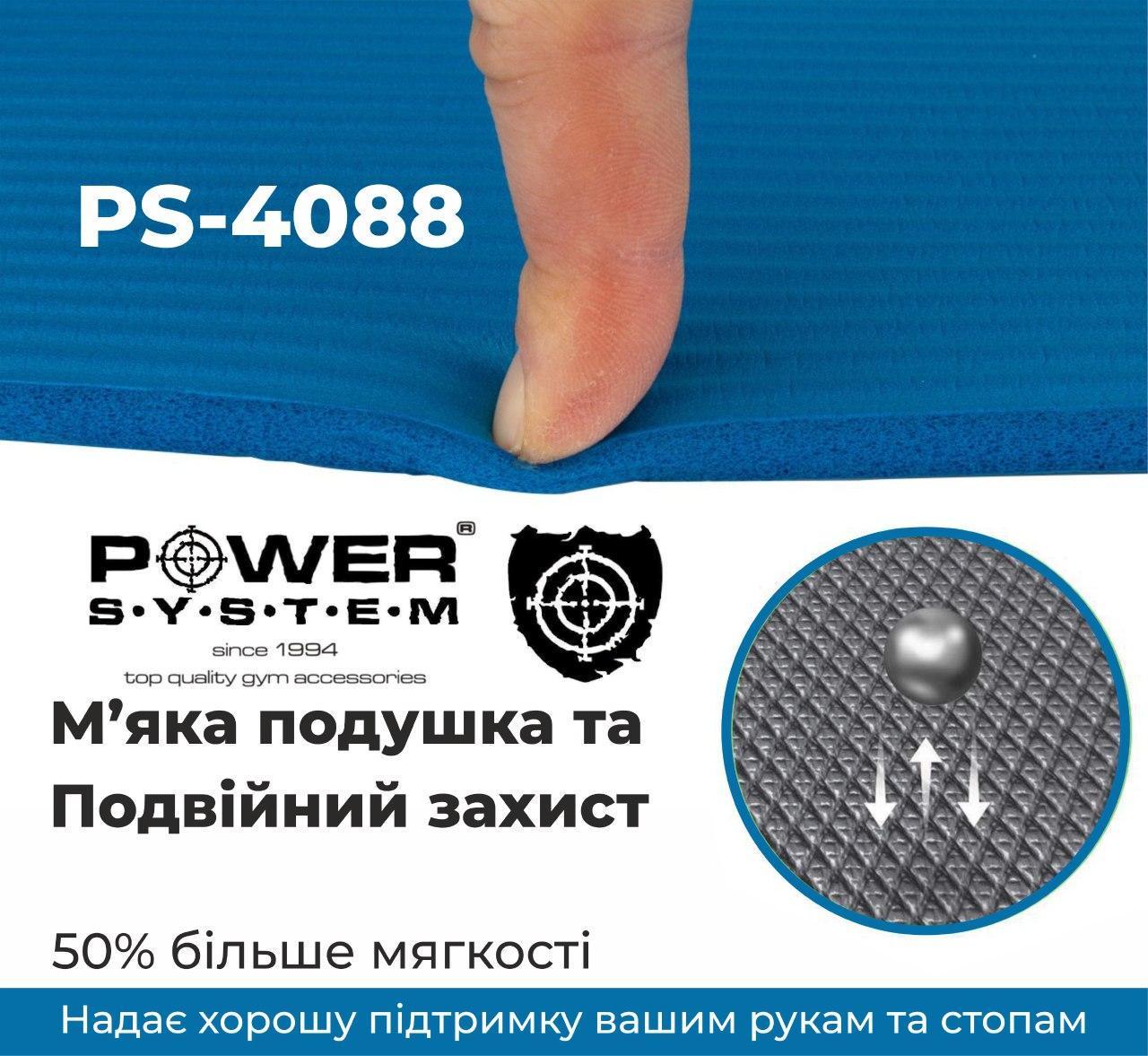 Килимок для йоги та фітнесу Power System Fitness Premium Mat PS-4088 Blue - фото 3 Килимок для йоги та фітнесу Power System Fitness Premium Mat PS-4088 Blue - фото 3