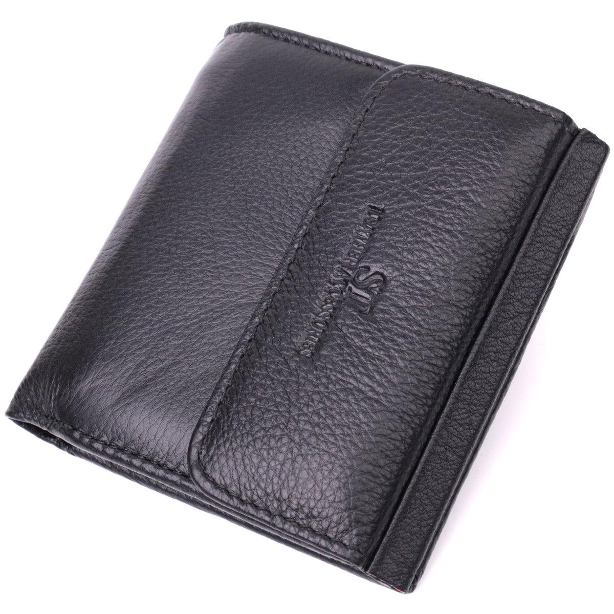 Кошелек женский ST Leather 22542 с монетницей снаружи из натуральной кожи Черный (168-136-22542)
