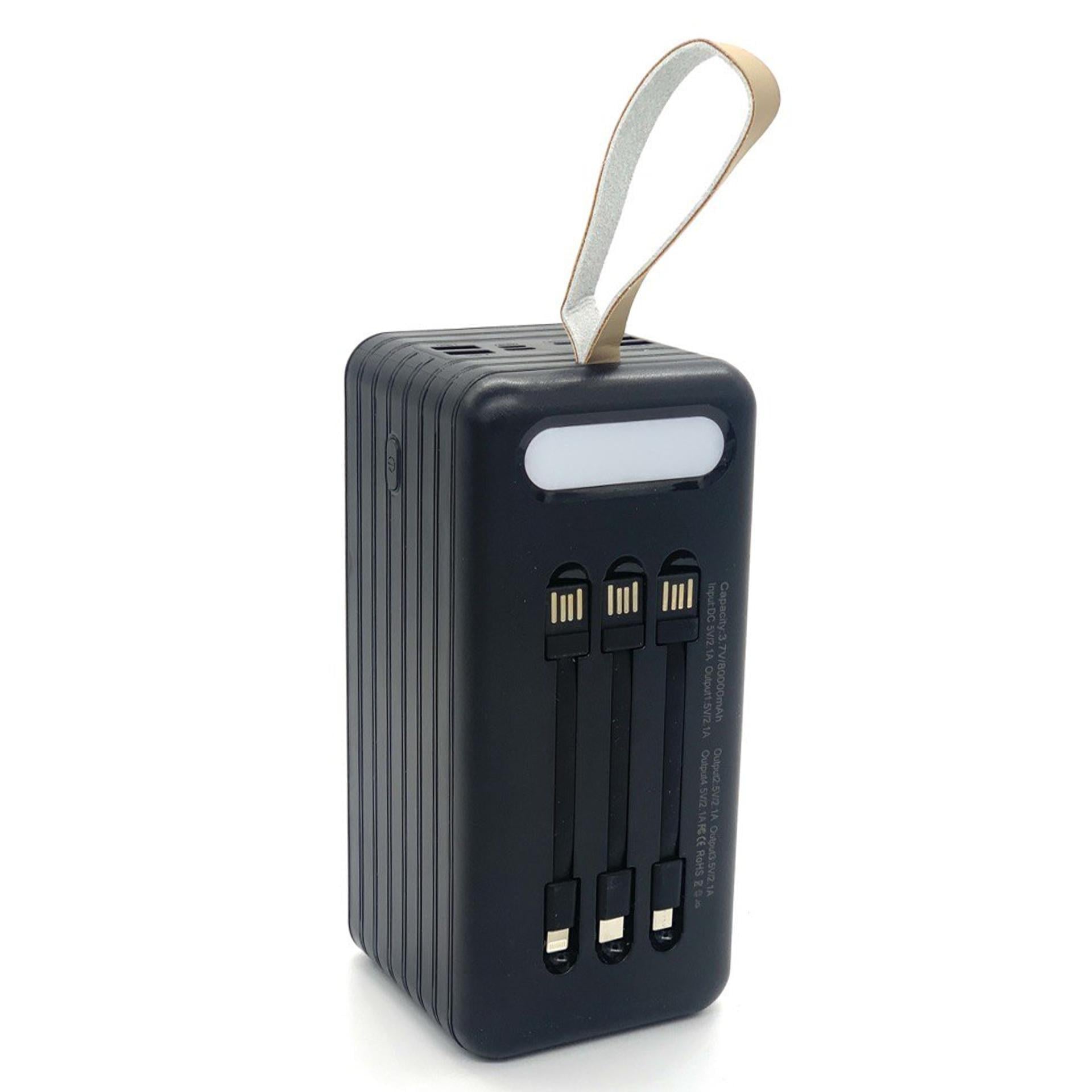 Повербанк 80000 mAh с фонарем TypeC MicroUSB Lightning USBx4 Черный Повербанк 80000 mAh с фонарем TypeC MicroUSB Lightning USBx4 Черный