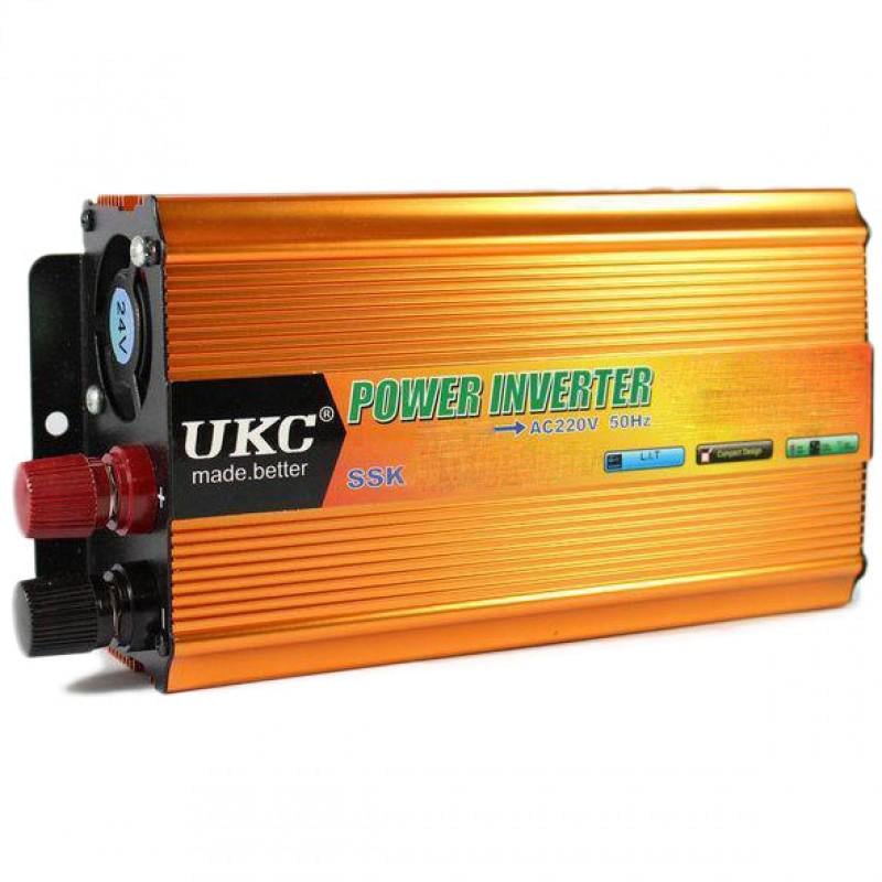 Автомобільний інвертор алюмінієвий SSK AC/DC 1500 W 24 V Золотий (4002)