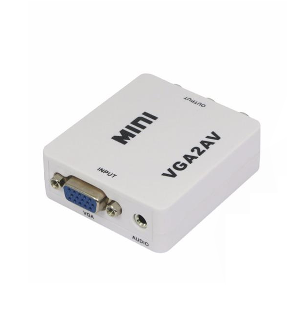 Конвертер Mini VGA на AV 3RCA мама 1080P Білий (26301602)