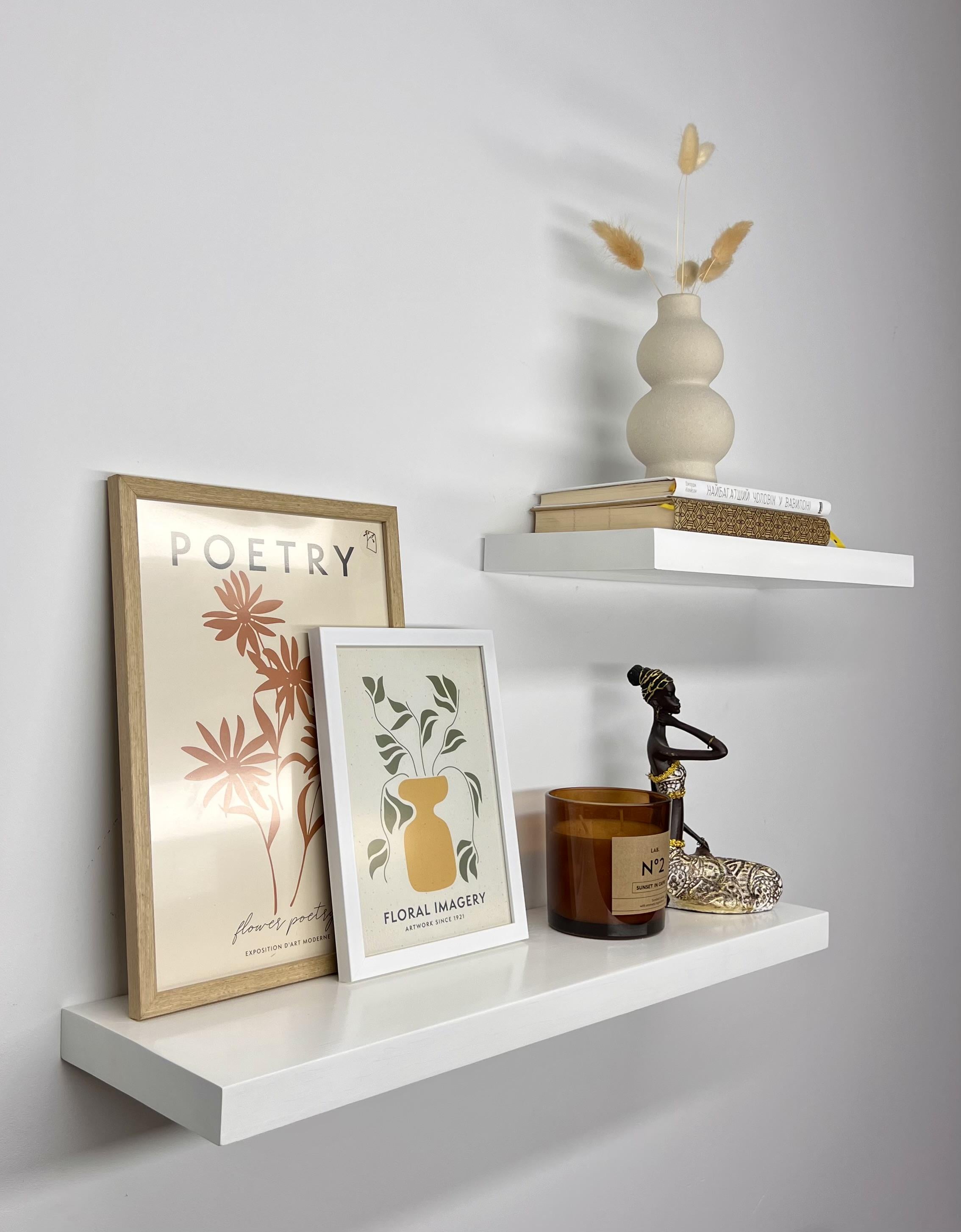 Полиця дерев'яна прихованого монтажу 30x165x400 мм Білий