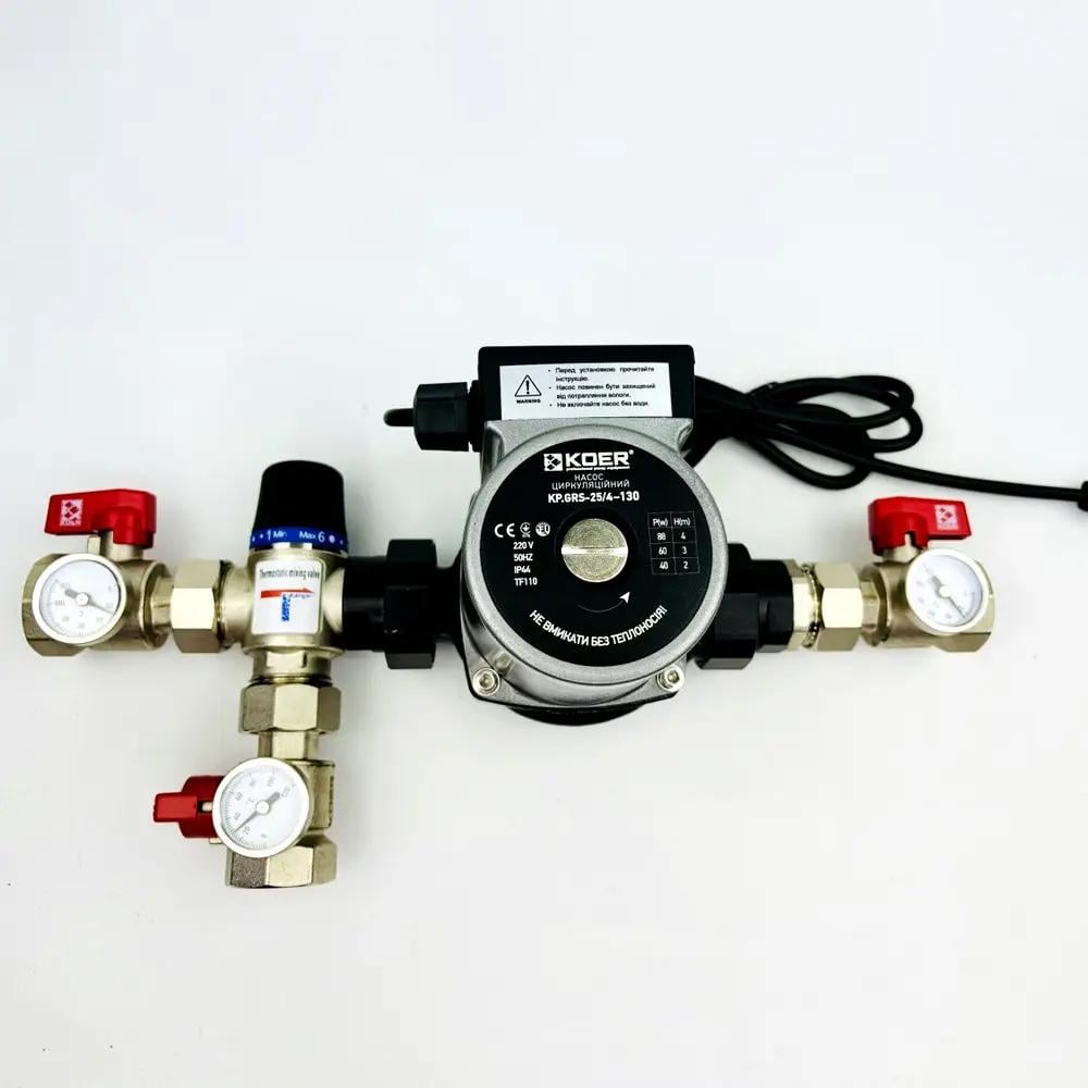 Термостатический узел на подачу Kvant Laboratory LADOMIX.T1 25-70K с насосом DN1" (29017870)