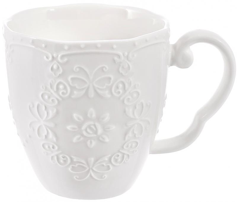 Набор фарфоровых кружек Кружева 280 мл 4 шт. Белый