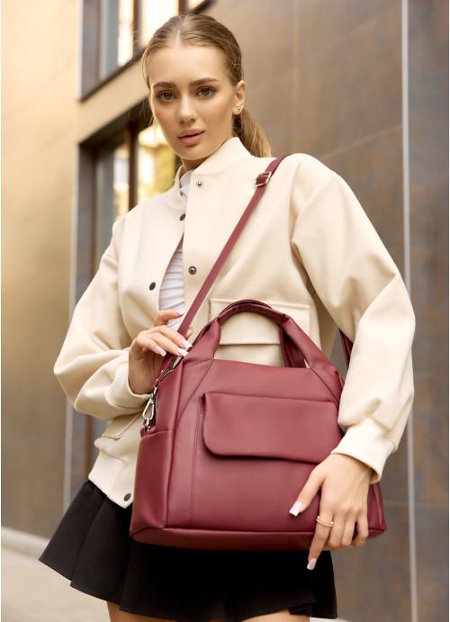 Жіноча сумка спортивна Sambag з кишенями Бордовий (3670371625)