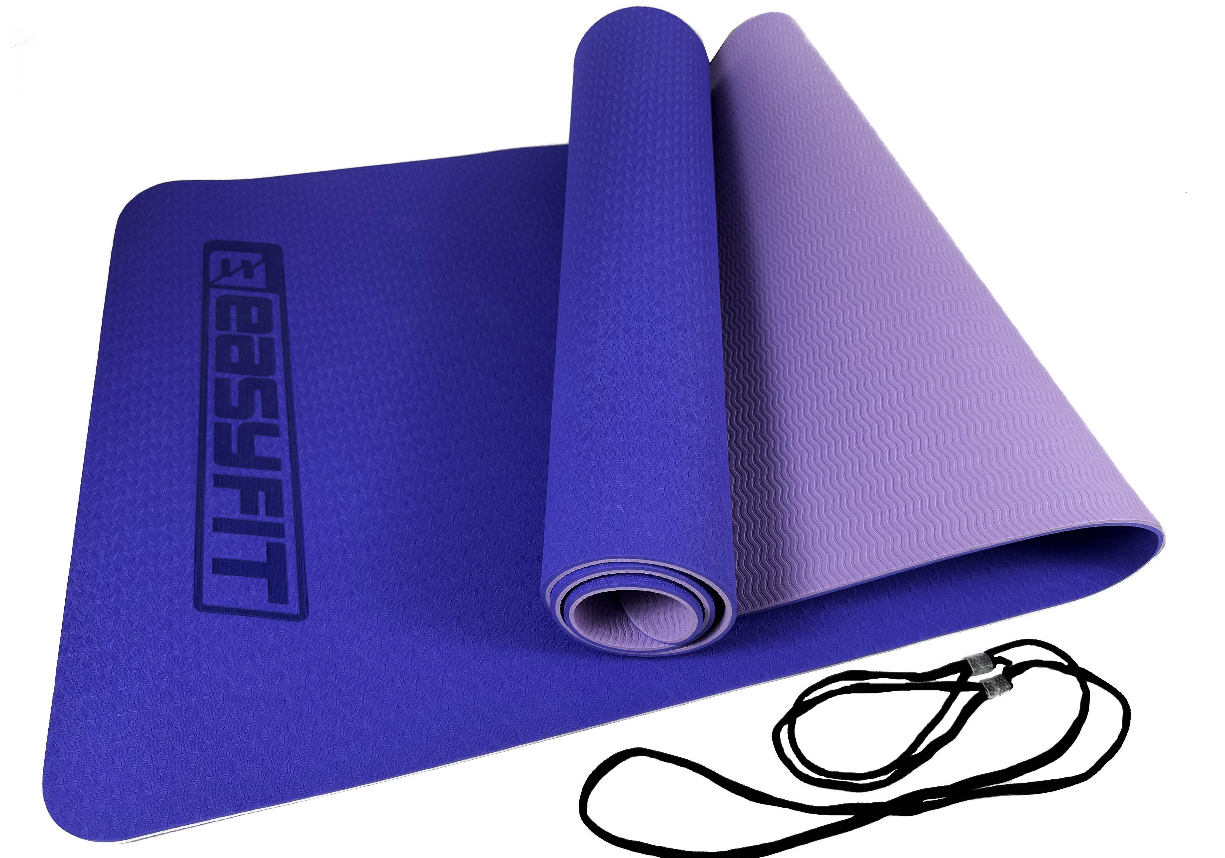 Коврик для йоги и фитнеса EasyFit TPE+TC двухслойный 6 мм Сиреневый