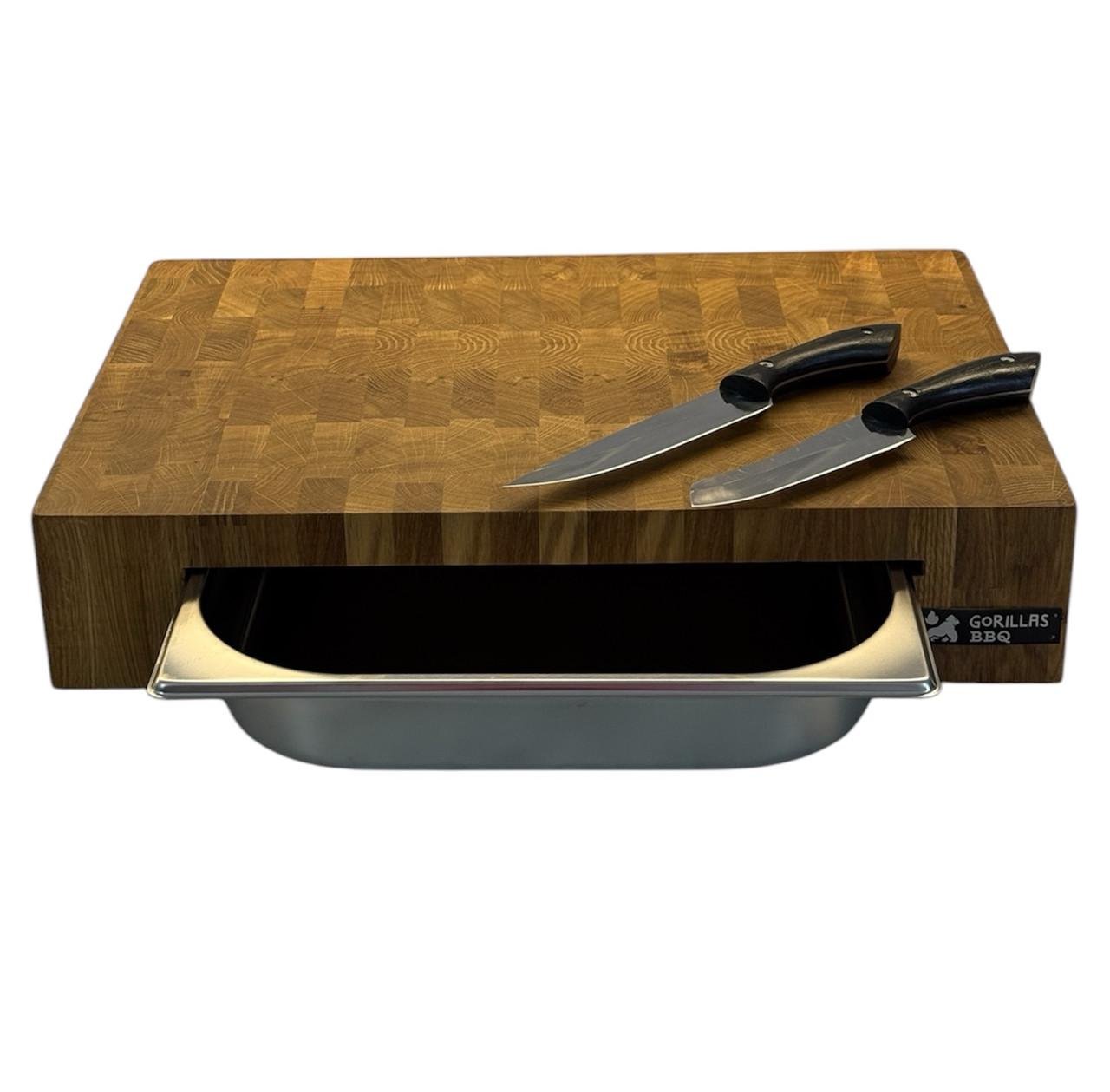 Набор кухонный Gorillas BBQ торцевая доска с гастроемкостью и набором из 2-х ножей (DS59)