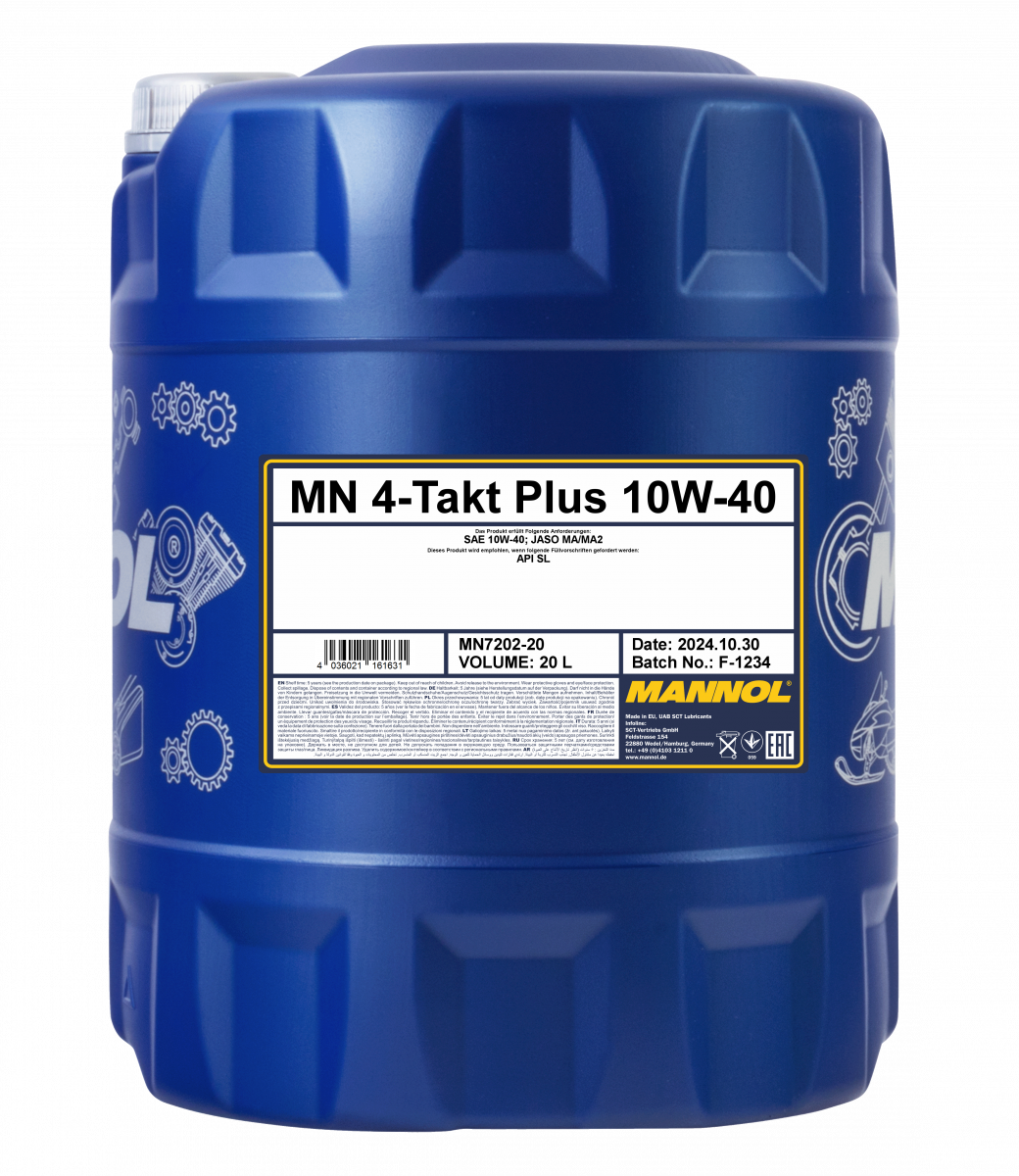 Моторное масло Mannol 7202 4-TAKT PLUS API SL 20 л (MN7202-20) Моторное масло Mannol 7202 4-TAKT PLUS API SL 20 л (MN7202-20)
