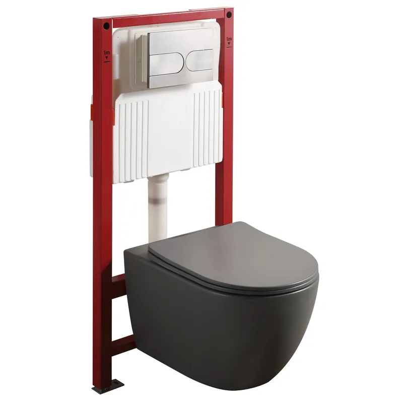 Инсталляция MIXXUS PREMIUM ELLIPSE-SET-2101 Gray с панелью смыва Gun Gray и унитазом с системой смыва Tornado 3.0 (MP6668)