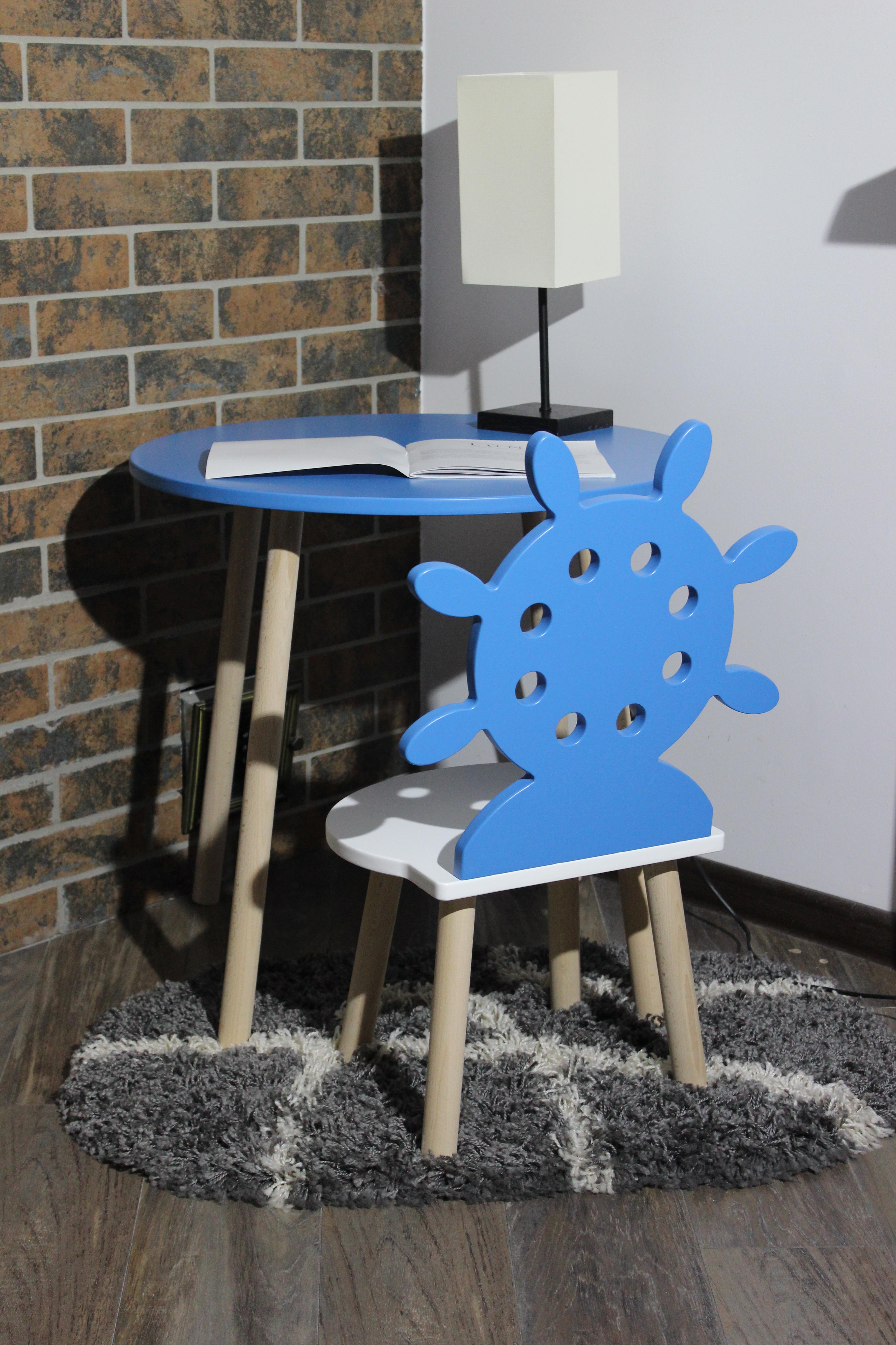 Комплект детский Luna Atlantis стол со стулом из дерева и МДФ Синий/Бук