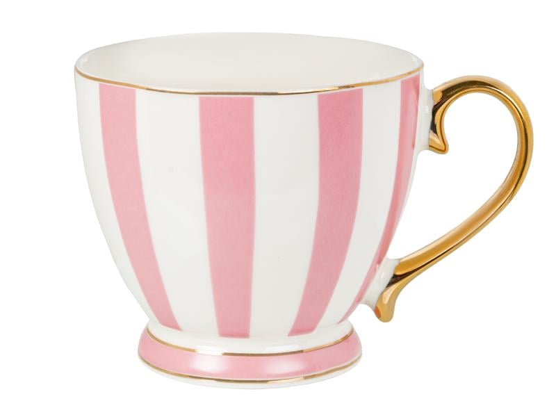 Чашка фарфоровая Lefard полоска 450 мл Бело-розовый (922-112)