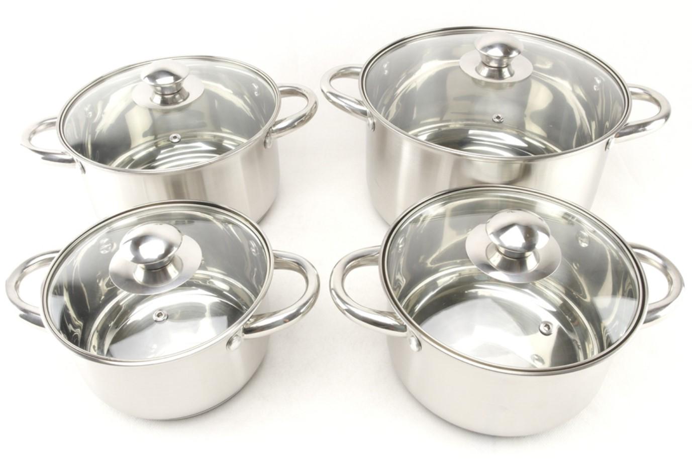 Набір каструль APLUS із нержавіючої сталі 8 пр. (AWN-00381) Набір каструль APLUS із нержавіючої сталі 8 пр. (AWN-00381)