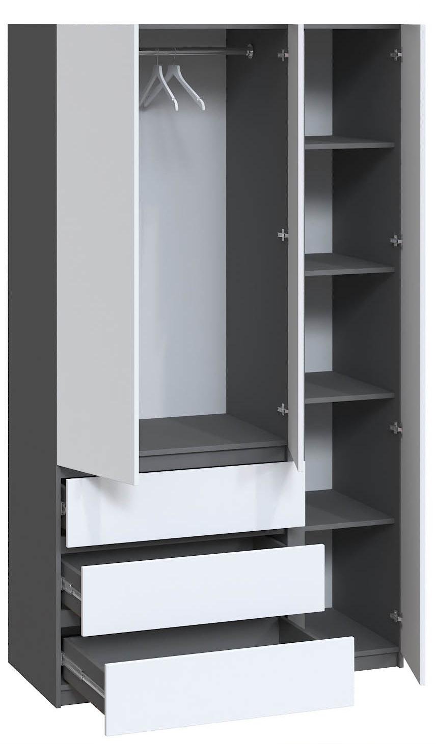 Шкаф гардеробный Мастер Форм Брайт правосторонний 1200х520х2000 мм Антрацит/Белый (32409) - фото 2 Шкаф гардеробный Мастер Форм Брайт правосторонний 1200х520х2000 мм Антрацит/Белый (32409) - фото 2