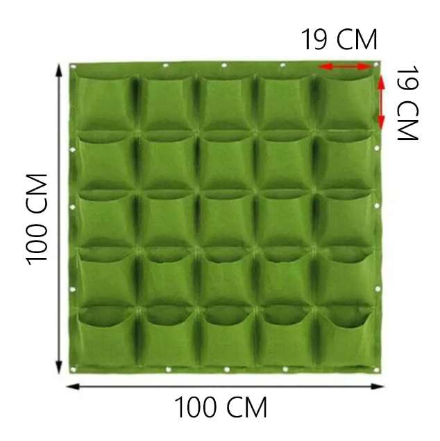 Висячие горшки из ткани Сomshop на 25 карманов 19х19 см размер полотна 1х1 м Зеленый - фото 5