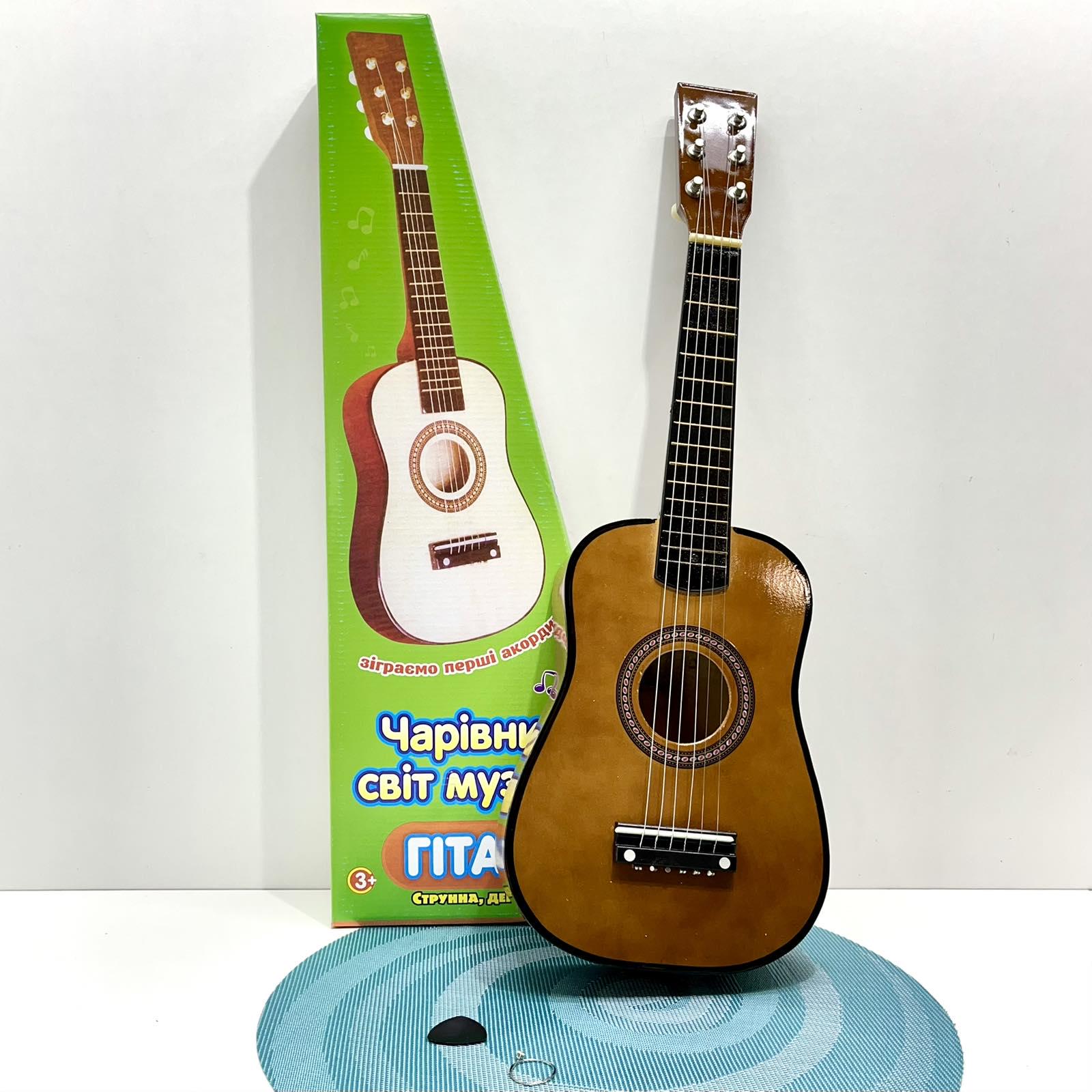 Гитара деревянная детская 6 струн Коричневый (M 1369) - фото 2 Гитара деревянная детская 6 струн Коричневый (M 1369) - фото 2
