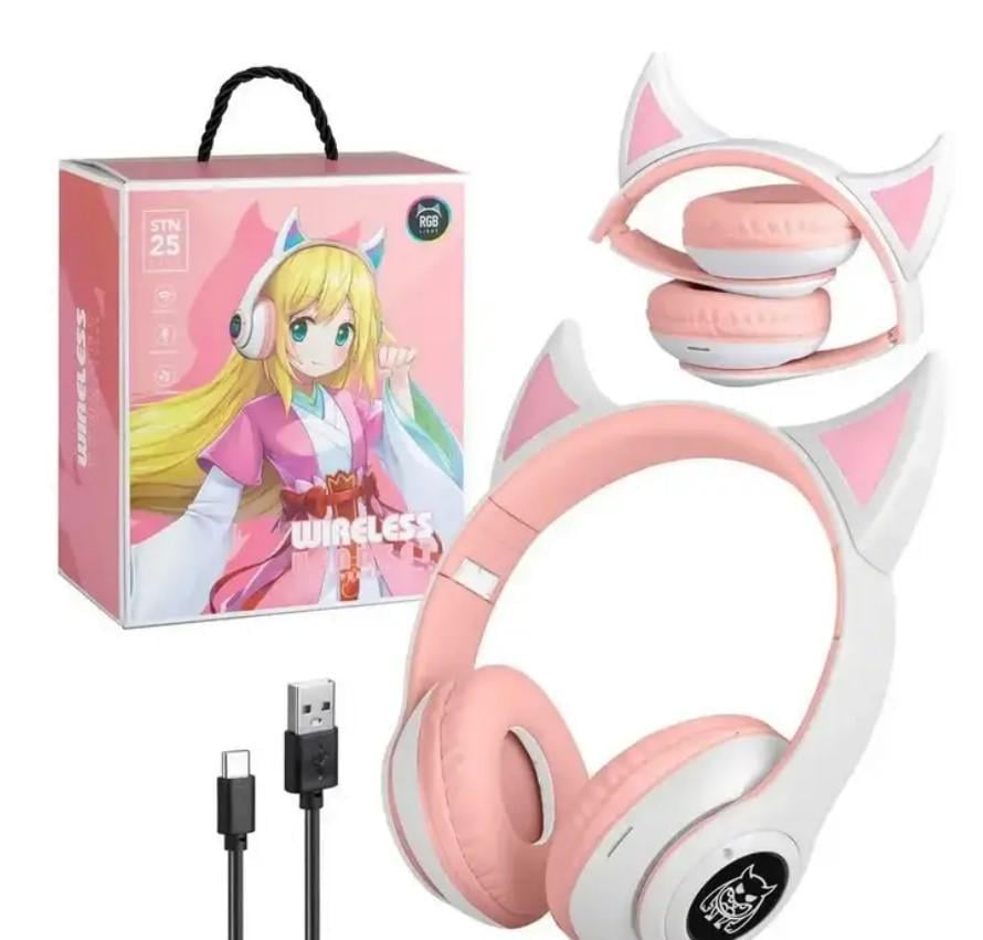 Навушники Bluetooth STN-25 з декоративними вушками і яскравим підсвічуванням Рожевий (2104618665) - фото 4 Навушники Bluetooth STN-25 з декоративними вушками і яскравим підсвічуванням Рожевий (2104618665) - фото 4