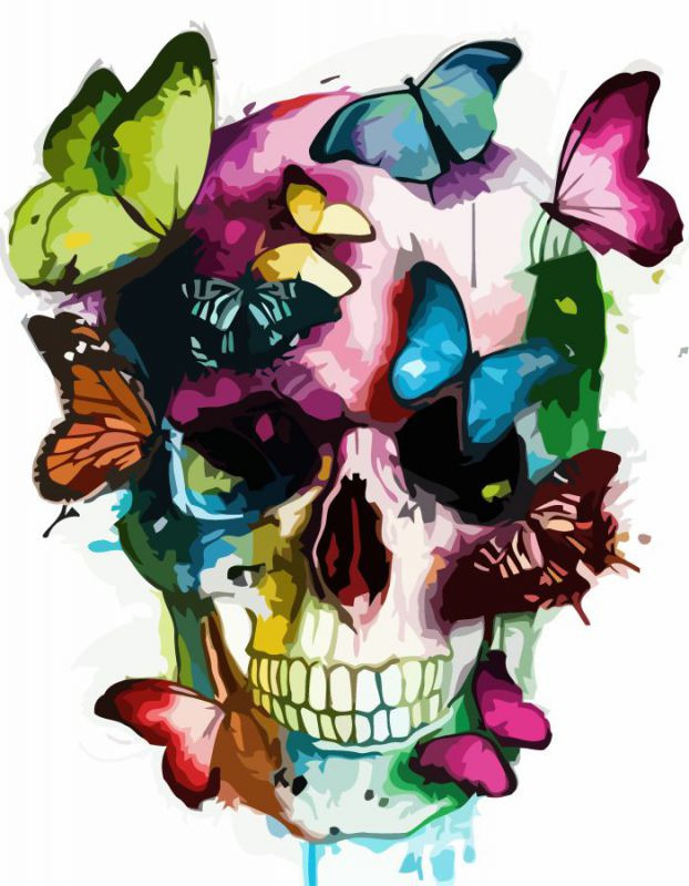 Картина по номерам Rosa Череп и мотыльки 35х45 см (N00013203)