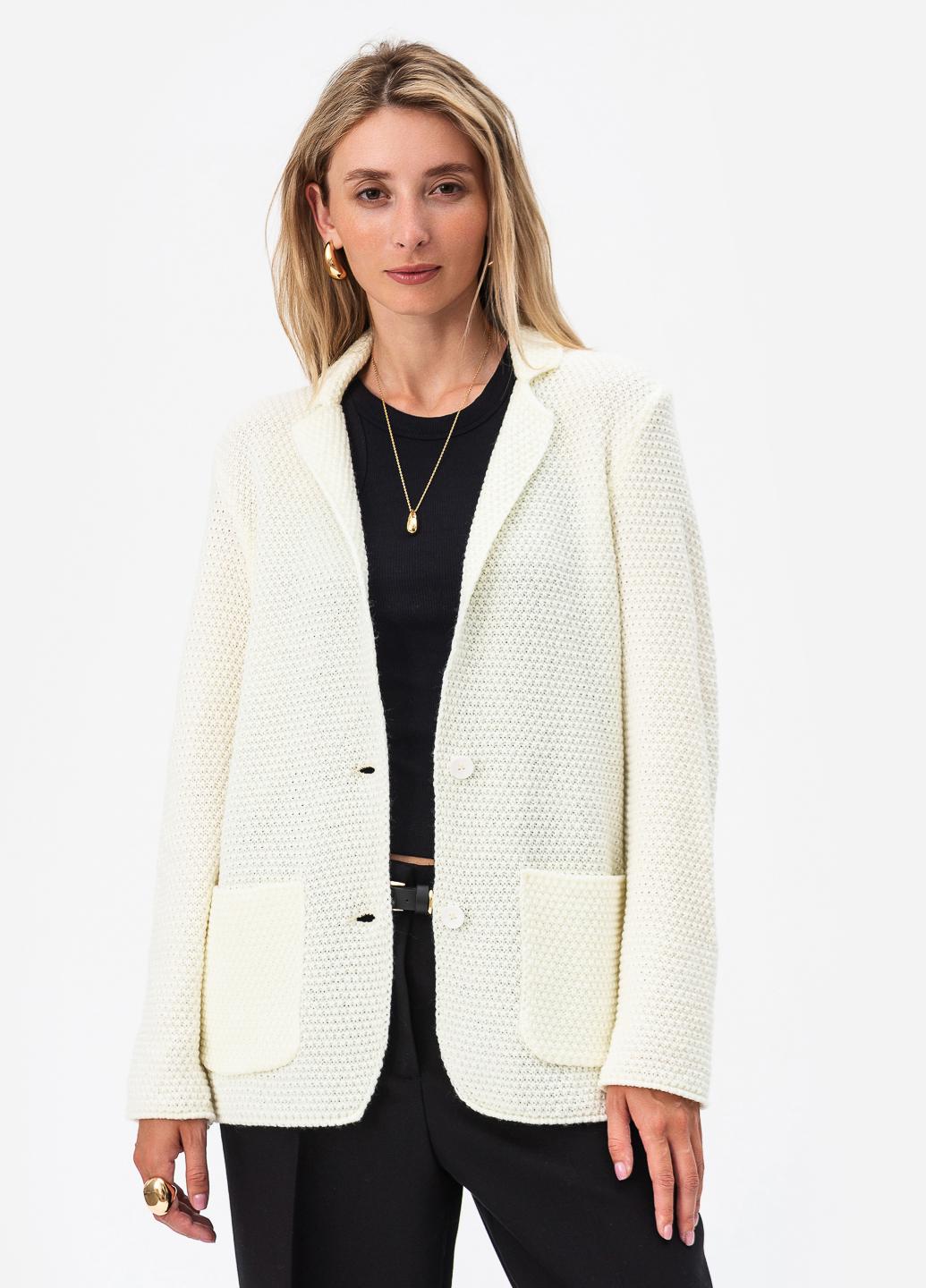 Пиджак женский рисовой вязки SVTR р. 48-50 Молочный (598)