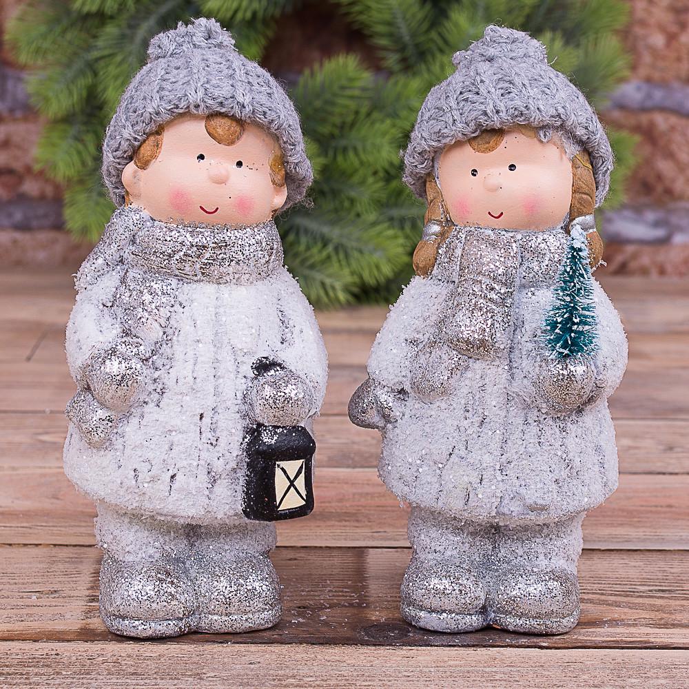 Статуэтка Детки стоящие 17 см Серебристый (4471)