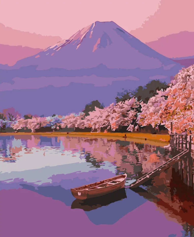 Картина за номерами Strateg Сакура під горою 40x50 см (GS483)