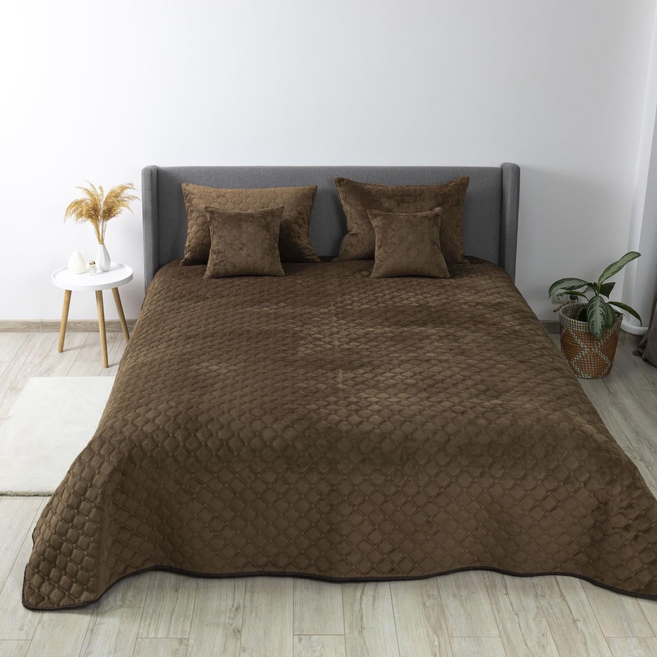 Покрывало ТЕП VELOUR ромб круглый 240х260 см Коричневый (4-00518 22406)