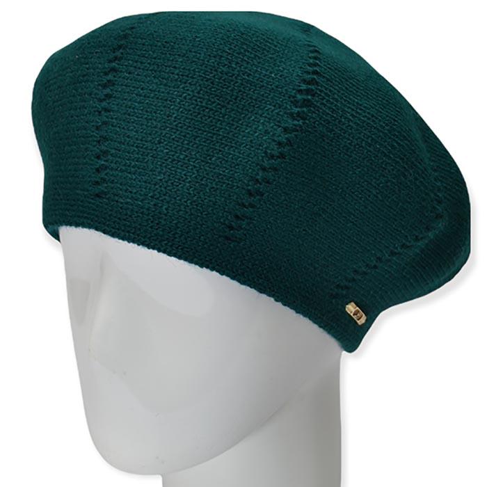 Берет женский Lirus Ариэль из шерсти двойной с узором Зеленый
