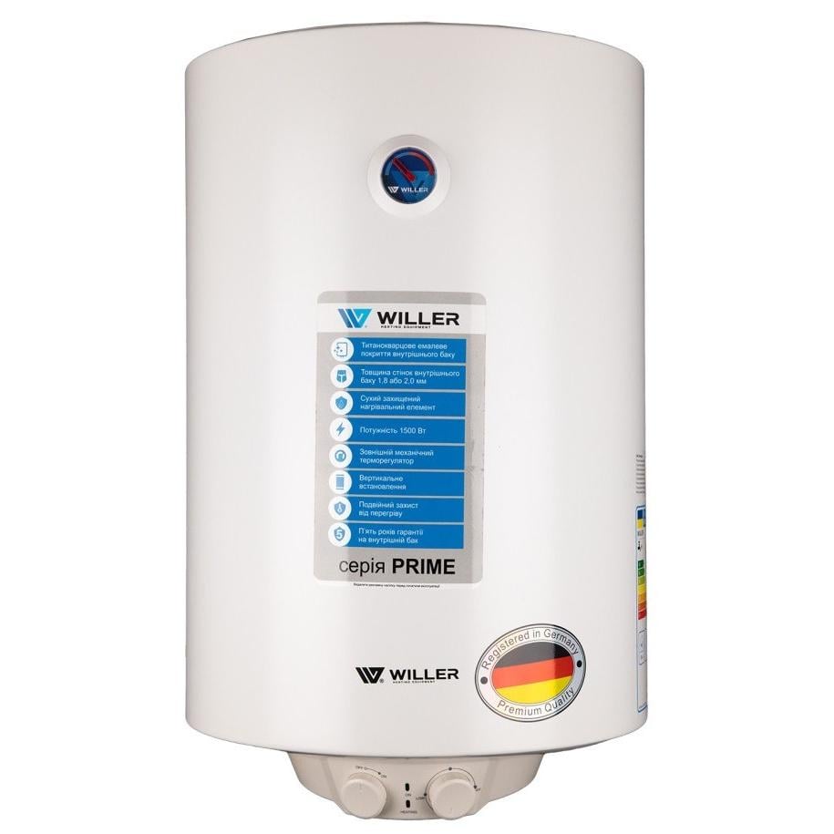 Водонагреватель электрический Willer EV100DR Prime 100 л 1500 Вт сухой ТЕН 75°C White
