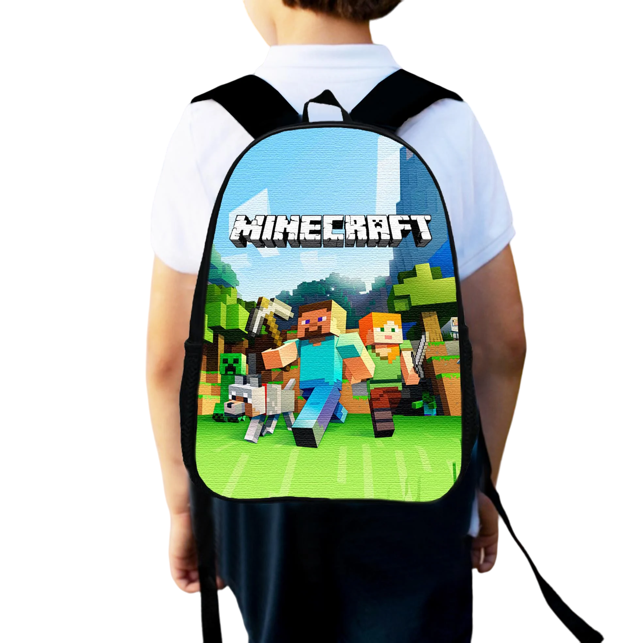Школьный рюкзак детский для мальчика Minecraft городской 34х27 см (0011)