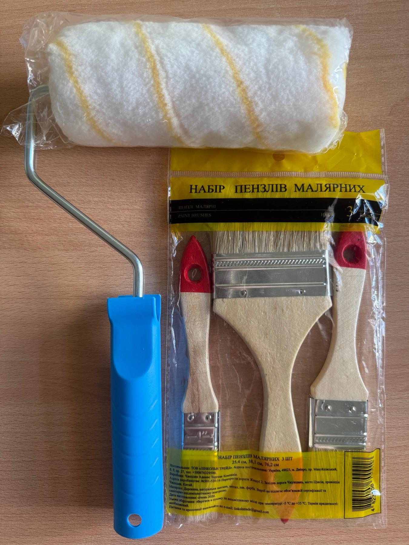 Пензлі малярні комплект № 1 3 шт. 1" 25,4 мм/1,5" 38,1 мм/3" 76,2 мм з валиком з ручкою 150х40х6 мм (26675252) - фото 8 Пензлі малярні комплект № 1 3 шт. 1" 25,4 мм/1,5" 38,1 мм/3" 76,2 мм з валиком з ручкою 150х40х6 мм (26675252) - фото 8