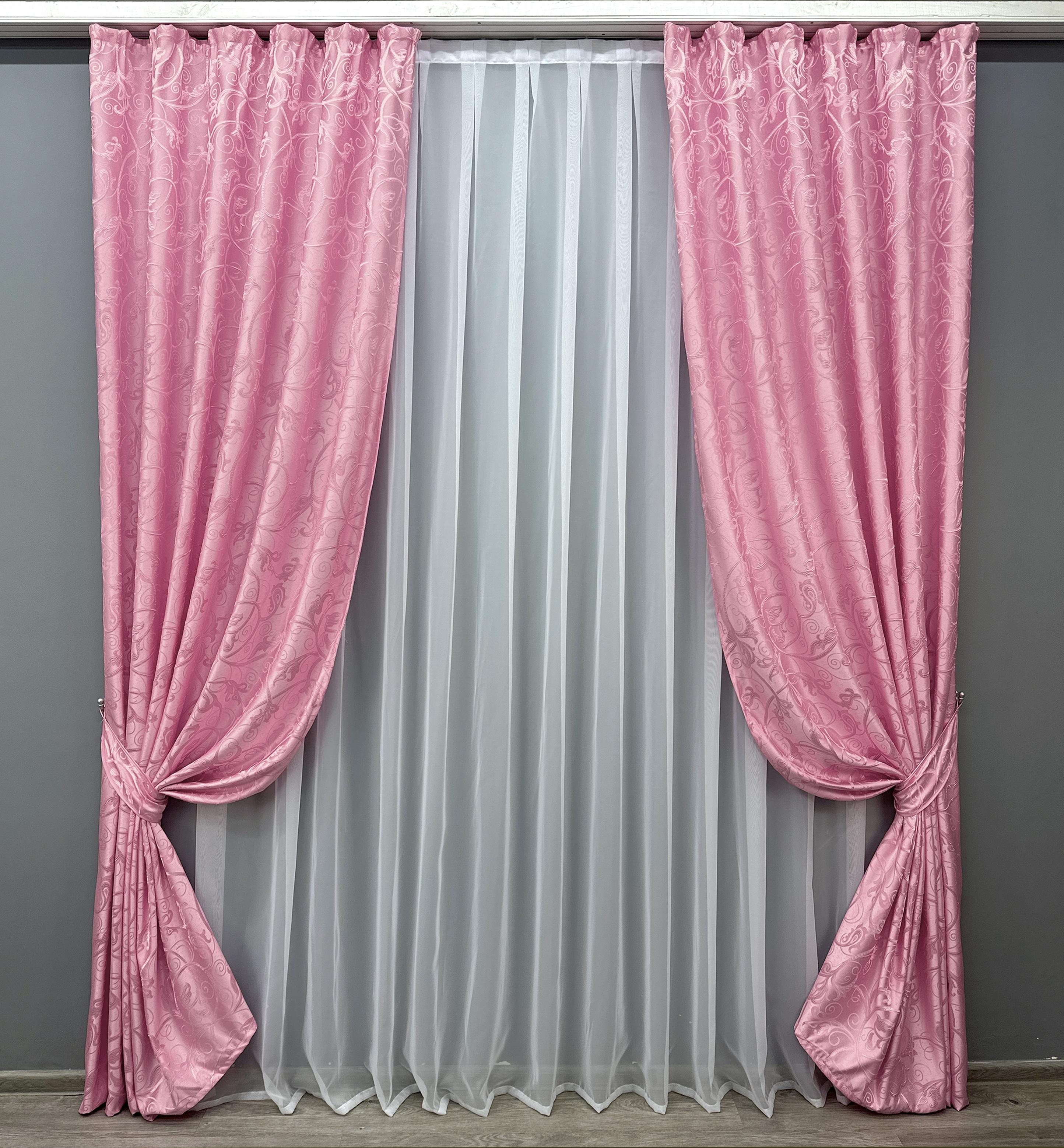 Комплект штор VR-Textil № 1731ш жаккард 100х270 см 2 шт. Розовый (31-801)